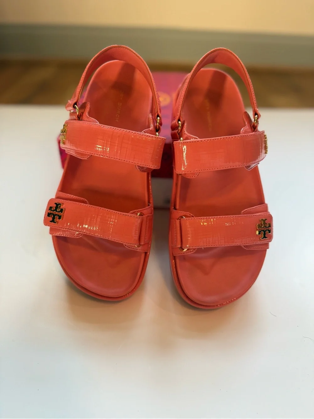 Tory Burch Kira Sport Sandal in Coral Crush | EUC | Size 8